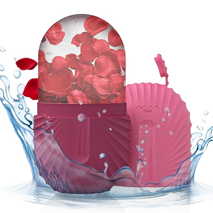 Ice Face Roller, Ice Cube Roller for Face，Facial Beauty Ice Roller Skin Care Tools,De-Puff Eye Bags, Reduce Migraine Pain（Red）