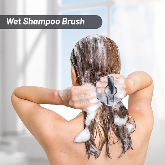 Scalp Massager Hair Growth, Scalp Scrubber Wiht Silicone Bristles, Head Massager Scalp, Wet Dry Hair Care Scalp Scrub for Women Man (Black)