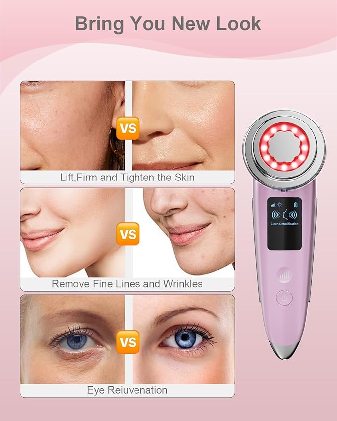 Face Massager Electric Face Lifting 4 in 1 Facial Massager Anti Aging Skin Tightening Firming Skin Care Tools (Pink2)