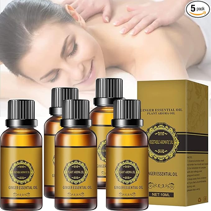 5 Bottle Abdominal Drainage Ginger Oil,Belly Drainage Belly Off Massage Oil Massage Liquid