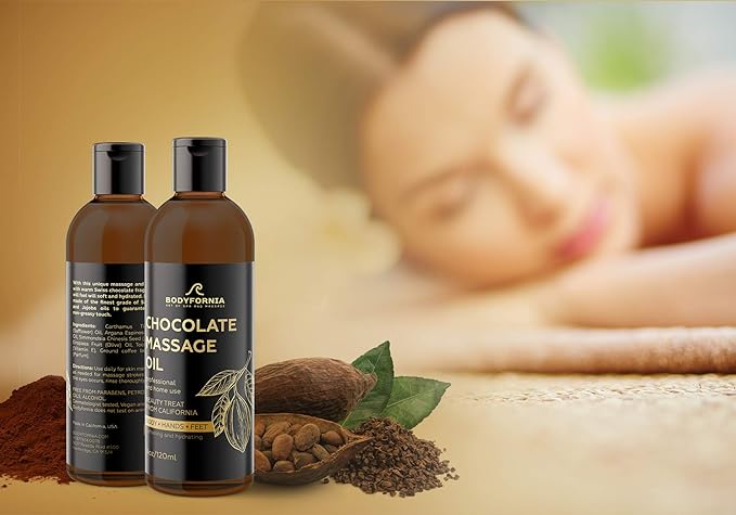 BODYFORNIA Chocolate Body Oil, Organic Jojoba Oil, Moisturizing Multi-Purpose Oil for Hands, Feet, and Body