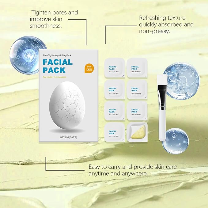 Zombie Face Mask, Clay Mud Facial Treatment for Pore Tightening and Deep Cleaning, 8 Count with Brush