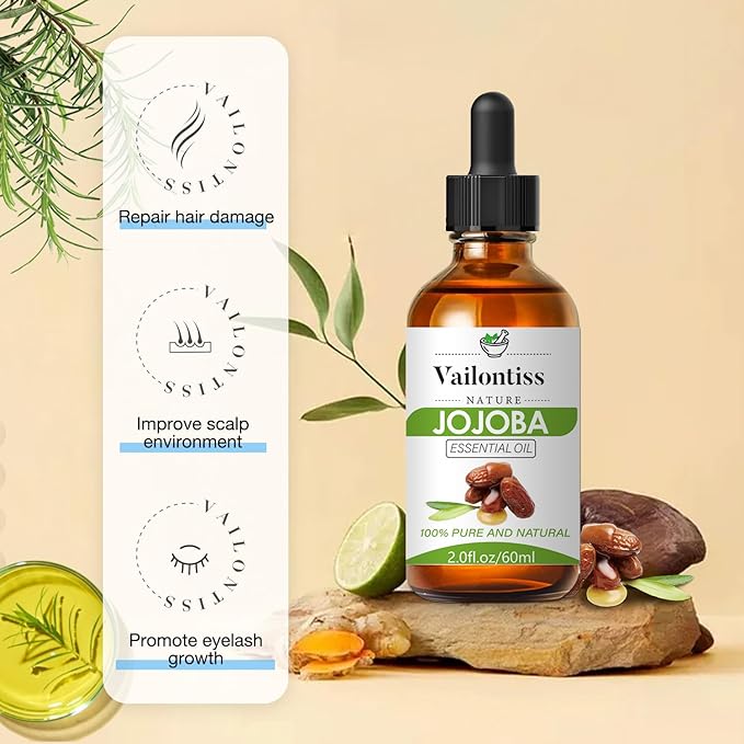 Jojoba Oil Organic – Natural Body Oil and Massage Oil, Body Spray for All Skin, Hair, and Nails, Cold Pressed & Hexane Free(Jojoba Oil, 2 Fl Oz)