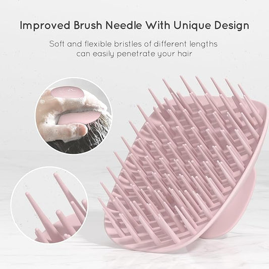 Scalp Massager Shampoo Brush, Scalp Scrubber & Exfoliator for Dandruff Removal, Wet & Dry and Detangler for Men and Women, Suitable for Short Medium Hair (Pink)
