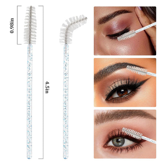 300PCS Disposable Mascara Wands Spoolie Brush Crystal Eyebrow Brushes Eyelash Extension Applicator Makeup Kits(Blue)