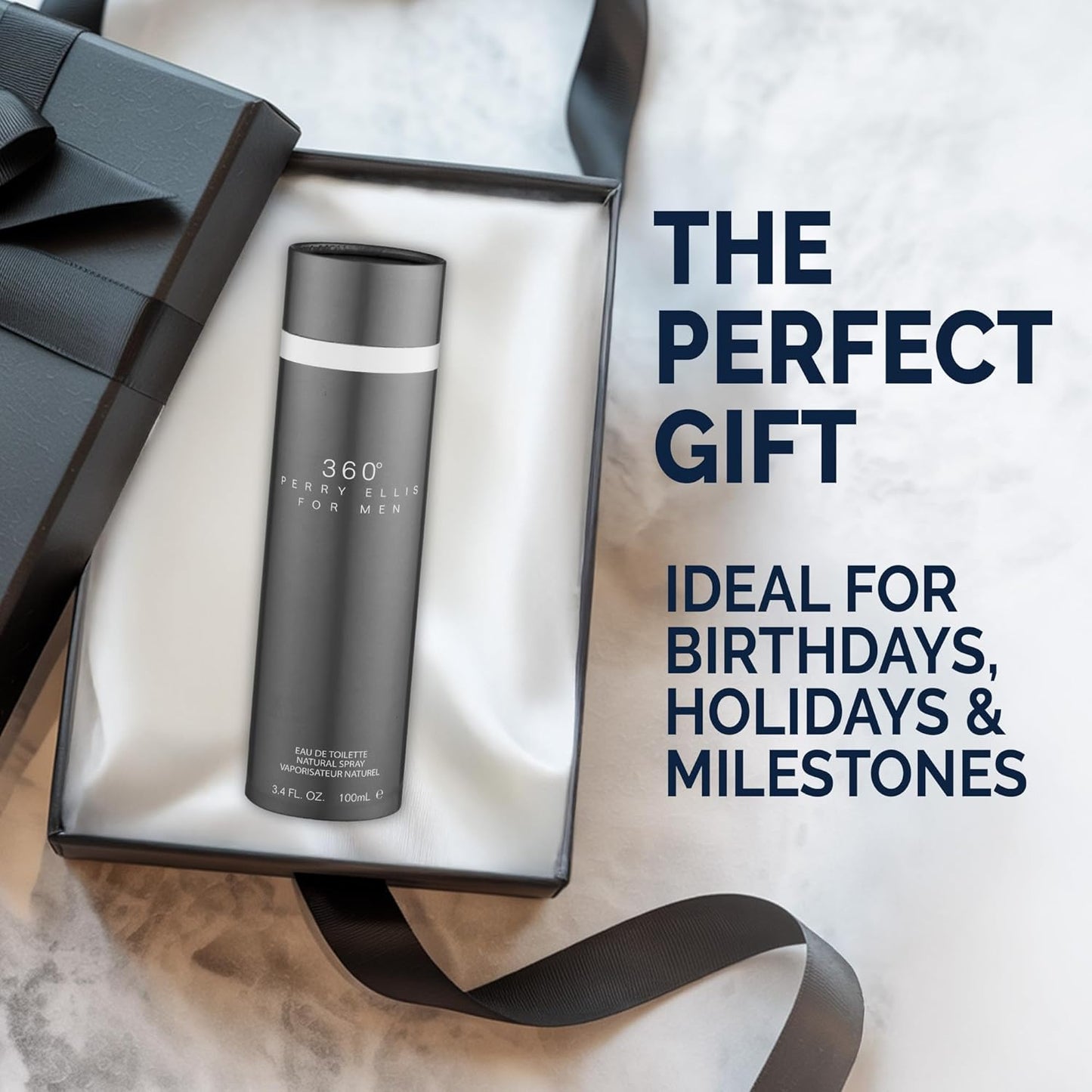 Perry Ellis 360° Eau De Toilette Spray for Men - Mens Cologne, Long Lasting Perfume, EDT, Fragrance with Notes of Bergamot, Juniper & Musk - 3.4 fl oz (100 mL)