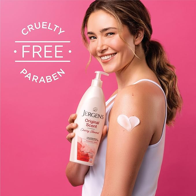 Jergens Original Scent Dry Skin Body Lotion, Hand and Body Moisturizer, Cherry Almond Essence, Dermatologist Tested, 2 Oz, Pack of 20