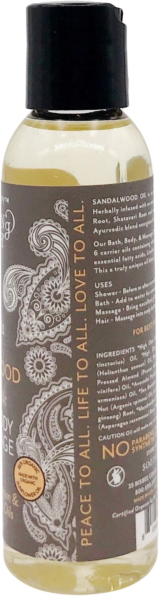 Soothing Touch Organic Bath, Body & Massage Oil, Sandalwood, 4 Fl Oz