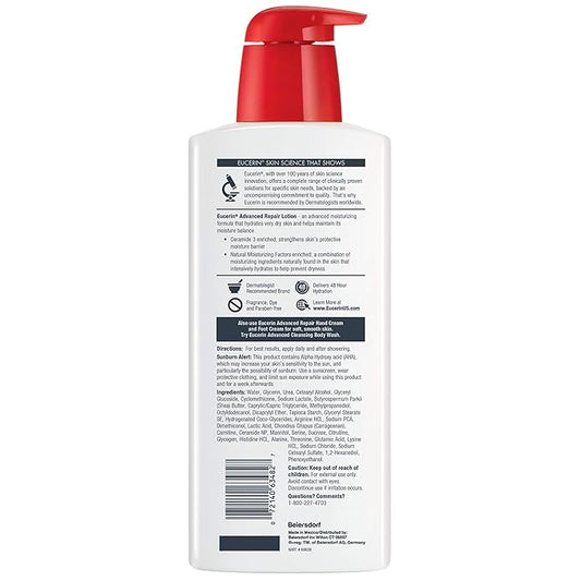 Eucerin Advanced Repair Lotion - Fragrance Free, Full Body Lotion for Very Dry Skin - 16.9 fl. oz. Pump Bottle