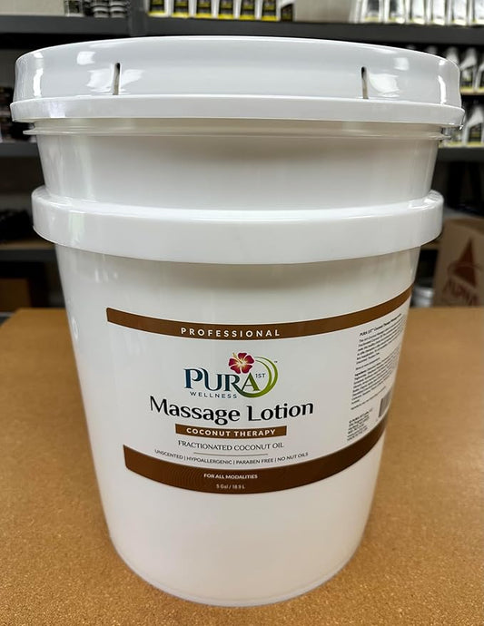 Coconut Therapy 5 Gallon Massage Lotion, Professional Deep Tissue, Natural Ingredients, Wellness Vitamin, Hydrating, Unscented for Physical Recovery, Muscle Relief, Non-Greasy