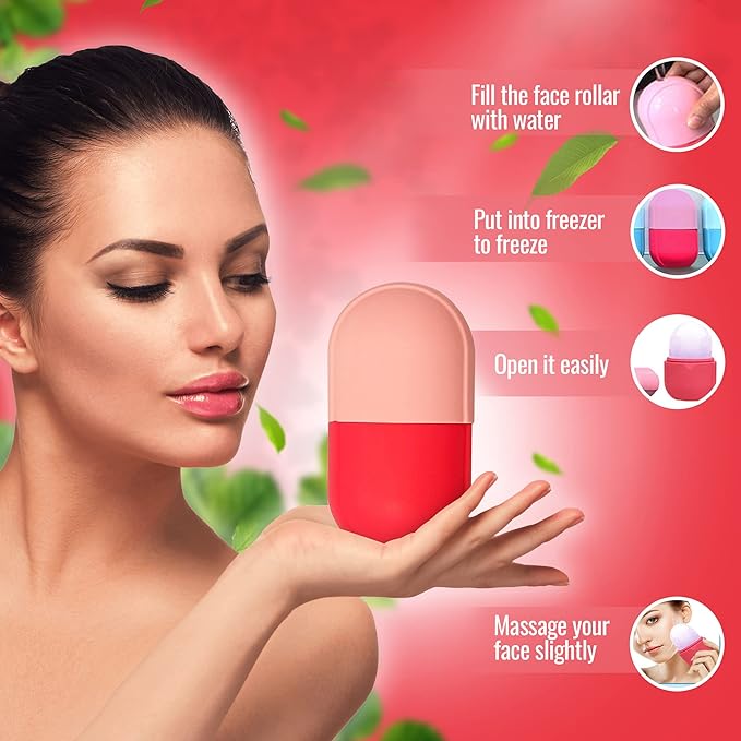 Silicone Face Ice Roller Mold for at Home DIY Skin Care Infusions - Eye Puffiness Relief, Cooling Massage Reduces Swelling, Shrinks Pores & Gives Glow