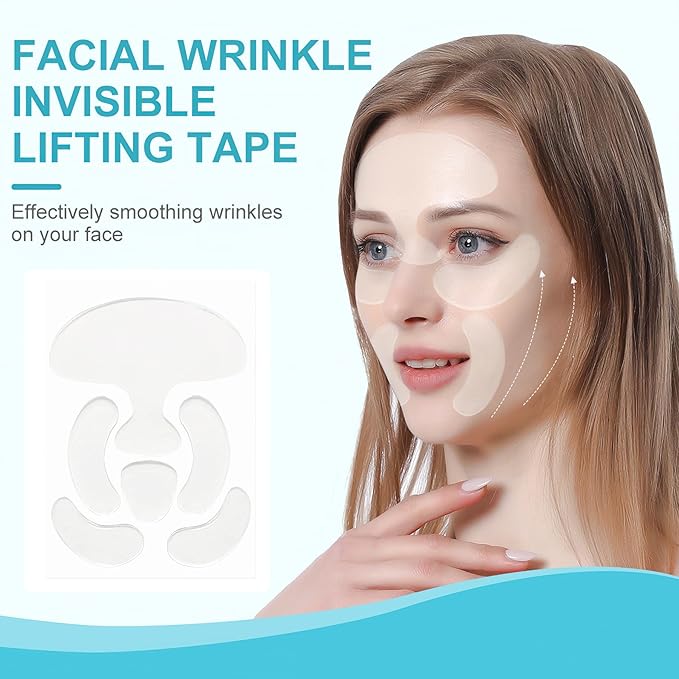 Silicone Face Patches, invisible Facial Patches to Reduce Fine Wrinkles, Forehead, Frown, Smile, crow’s feet Lines, Reusable Wrinkles Treatment for Women 6 Pcs Set