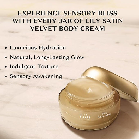 O Boticário Lily Satin Velvet Body Cream, Luxurious Moisturizing Cream with Adored Lily Fragrance, 8.8 Ounce (250g)