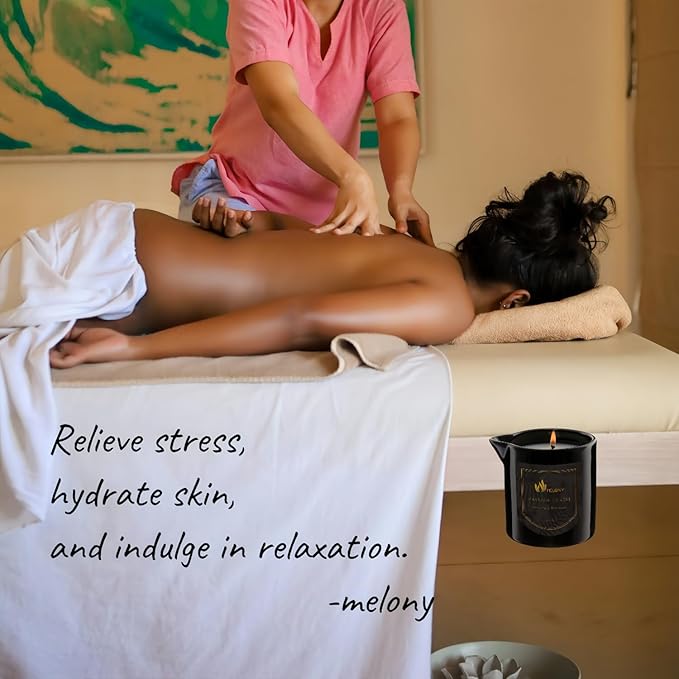 MELONY Massage Oil Candle for Pure Relaxation- 8.1 oz- Moisturizing Essential Oil Body Massage Candle for Home Spa- Amazing Gift for Women & Men (Verbena & Patchouli)