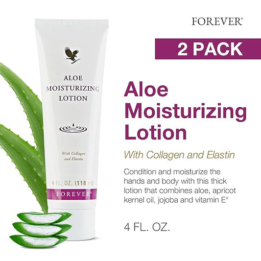 Forever Living - Aloe Moisturizing Lotion Duo - Deep Hydration with Collagen - Silky Smooth Texture - Gluten-Free Hand and Body Formula Pack of 2
