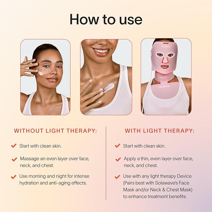 Solawave LightBoost Rich Cream for Face & Neck | Boosts Effects of Red Light Therapy | Daily Anti Aging & Skin Firming Moisturizer | Reduces Appearance of Fine Lines & Wrinkles, Increases Hydration