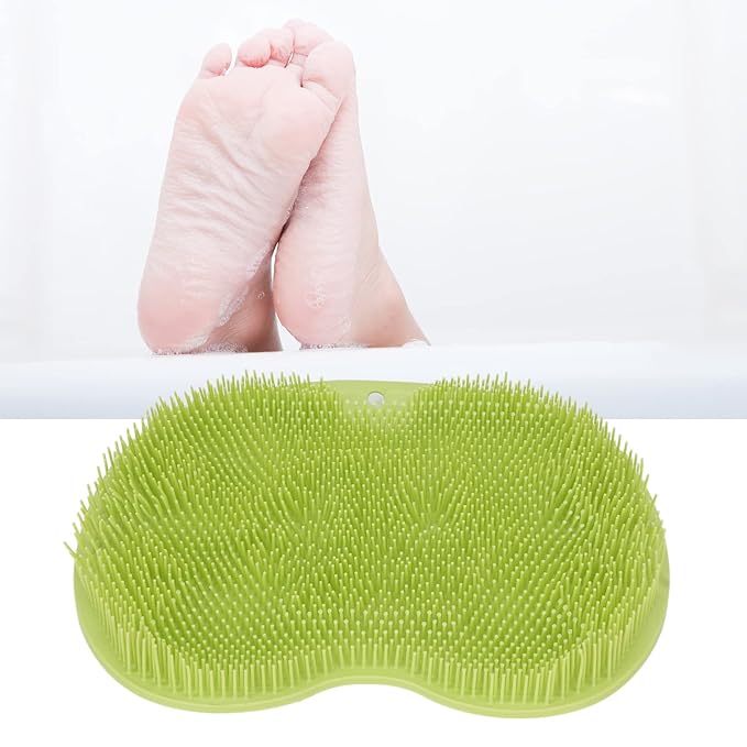 Silicone Foot & Body Scrubber,Non Slip Suction Cup, Body Scrubber,Relaxation Foot Massager Pad for Back Exfoliation, Foot Massage(Green)