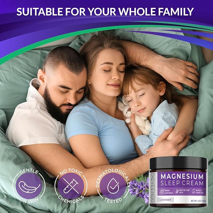 Magnesium Cream for Sleep: Topical Magnesium Chloride Cream Lotion for Leg Cramps PM Nighttime Cramp with Lavender Vitamin E Shea Butter (120G)
