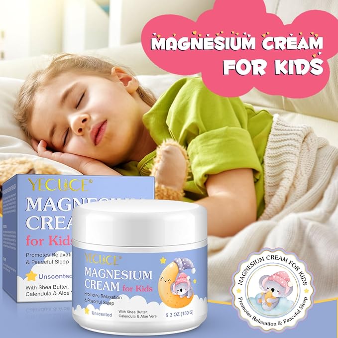 Magnesium Cream for Kids,Magnesium Lotion for Sleep,Natural Bedtime Lotion Relaxation & Relieves Stress, Natural Body Butter for Deep Hydration - Safe for Kids