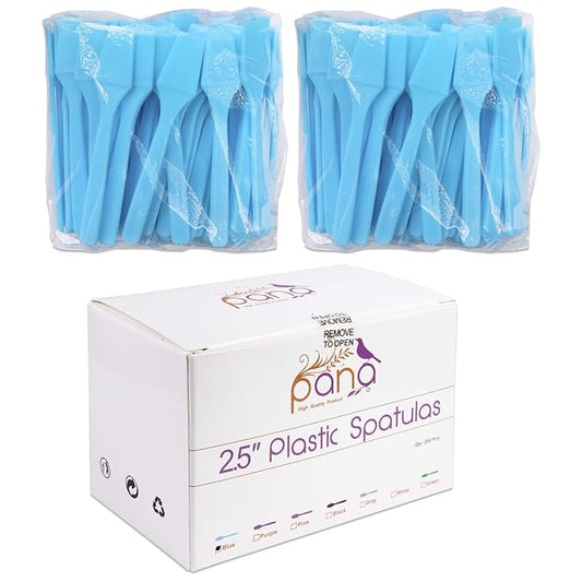 200pcs PANA Cosmetic Make Up Disposable Plastic 2.5" Spatulas Skin Care Facial Cream Mask Spatula (BLUE-200 Pieces in a Box)