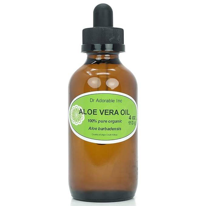 Dr Adorable - Aloe Vera Oil - Pure Natural - 4 oz Amber Glass Bottle with Glass Dropper