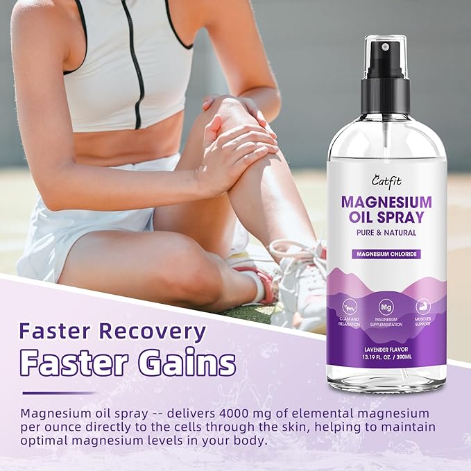 Magnesium Oil Spray - Pure & Natural Magnesium chloride Oil - Topical Magnesium Spray for Feet and Sleep, Soothing Muscles, Mood Support - High Absorption - Lavender Flavor 390ml(13.19 Oz)