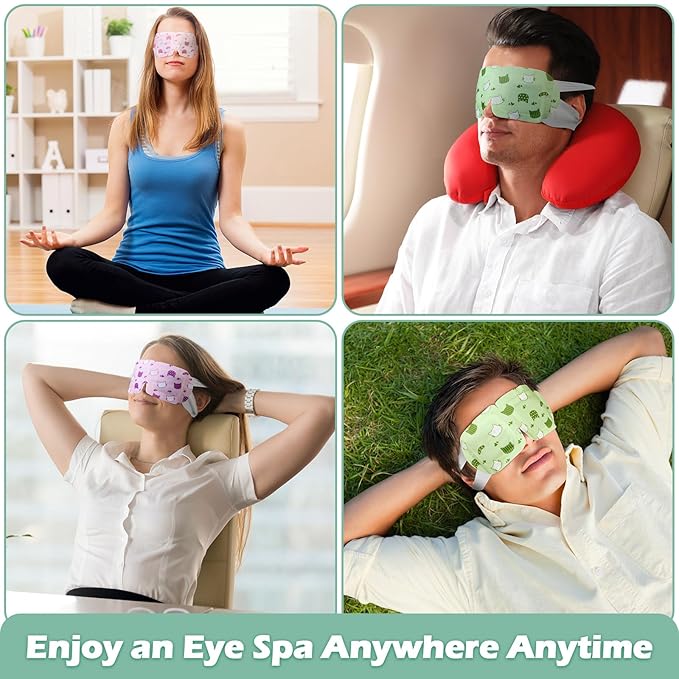 96 Pack Steam Eye Mask Disposable Self Heating Warm Compress for Dry Eyes, Unscented Lavender Rose Scented for Women Men Sleep Spa Travel Relaxing Gift