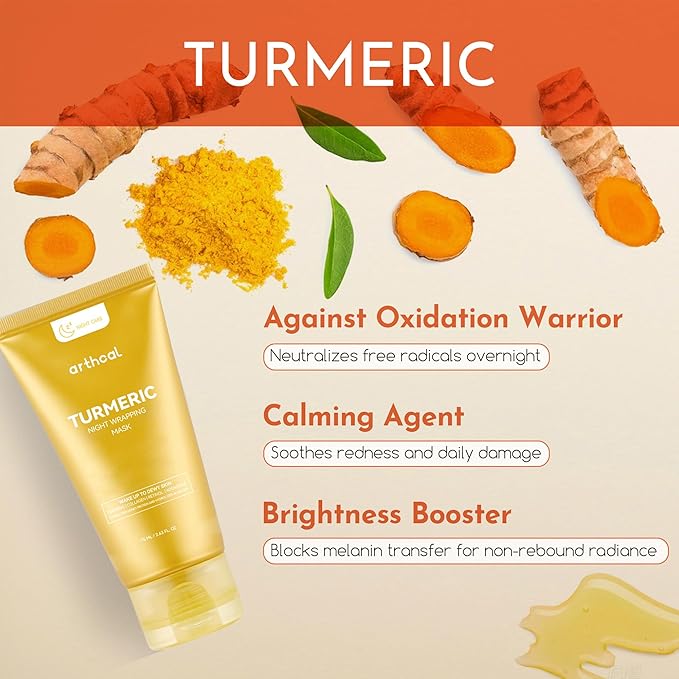 Turmeric Collagen Night Wrapping Mask | Hydrating & Firming Peel-Off Facial Care with Hydrolyzed Collagen | Refines Texture & Supports Elasticity | For All Skin Types | 2.61 fl.oz