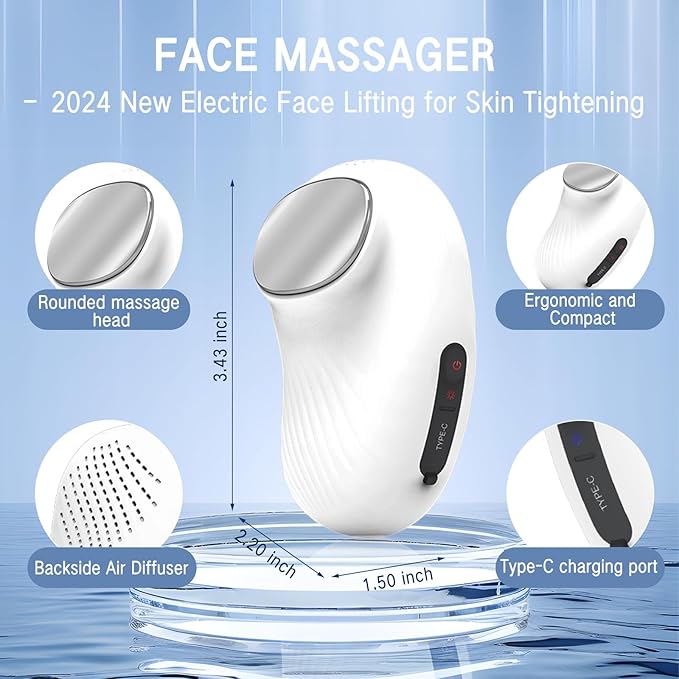 Face Massager – 2024 New Electric Face Lifting for Skin Tightening, Firming, Skin Care Tools – Cool&Heat Modes for Rejuvenation, Toning, Wrinkle Reduction