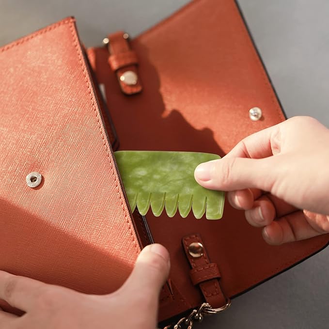 Healifty Jade Massage Comb, 4 Styles Gua Sha Comb for Head Caring, Facial Gua Sha Tool, Scraping Massage Tool for Full Body Relaxing