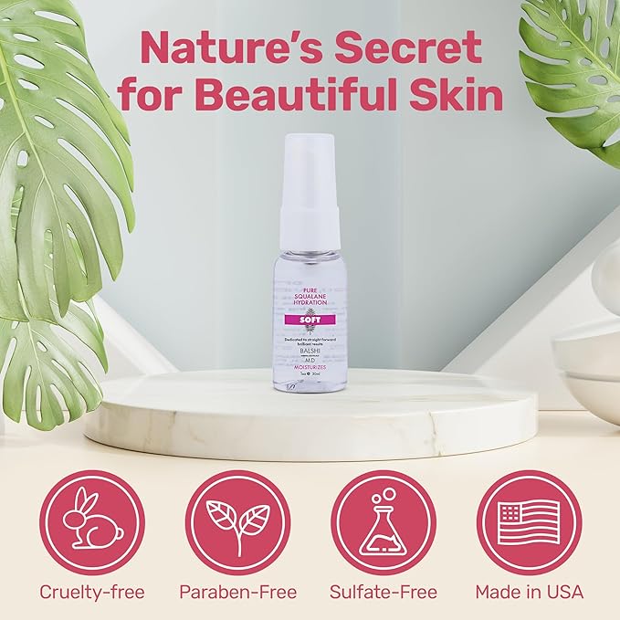 SOFT - Pure Squalane Hydration - Squalane Facial Oil Moisturizer, Deeply Hydrating & Replenishing Facial Oil - Skin Protector - Enhances Skin Radiance & Diminish Dryness, Fine Lines & Wrinkles, 1 OZ