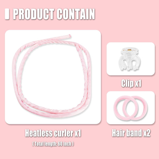 Pinkiou Heatless Curlers Overnight,Hair Curler to Sleep In, No Heat Hair Roller for Long & Short Hair, Heatless Curling Set with 2 Scrunchies (Pink)