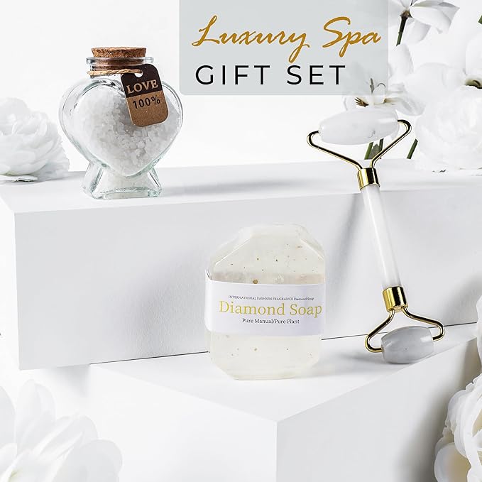 Birthday Gifts For Women, Self Care Gifts For Women - Jade Roller, 10 in 1 Spa Basket Care Package, Get Well Soon Gifts w/ Plush Blanket, Relaxing Spa Gift Basket, Birthday Gift Basket For Mom Wife