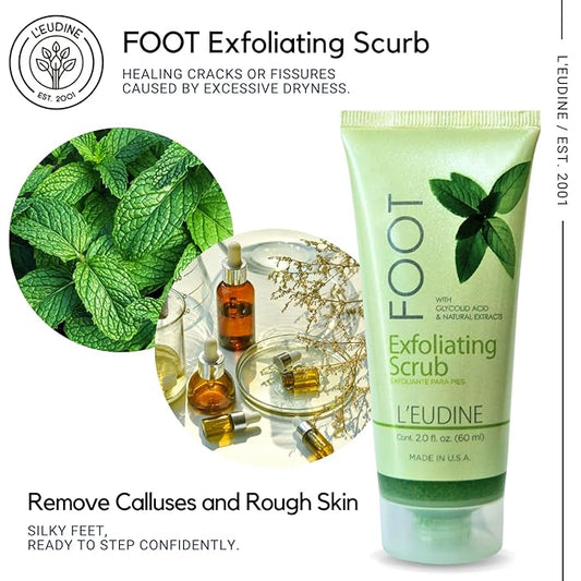 L'EUDINE Pedicure Scrub Exfoliator 2 Fl Oz - Exfoliating Foot Scrub for Callus Removal - Feet Scrubber Dead Skin Remover - Pedi Feet Scrub - Foot Scrubber Dead Skin Exfoliator