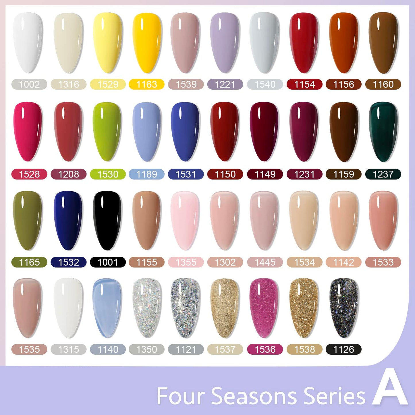 GAOY 42 Pcs Gel Nail Polish Kit, Jelly Nude Glitter Navy Blue Colors All Seasons UV Gel Nail Polish Set with Glossy & Matte Top Coat and Base Coat for Salon and DIY Manicure at Home