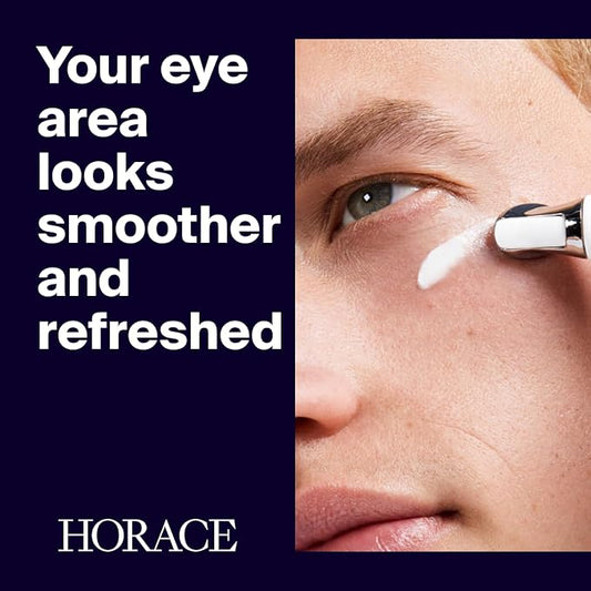 HORACE Under-Eye Moisturizer for Men - Anti-Fatigue Eye Cream to Reduce Dark Circles and Puffiness - Hydrating & Smoothing Skincare Formula for All Skin Types - Unscented, 15ml