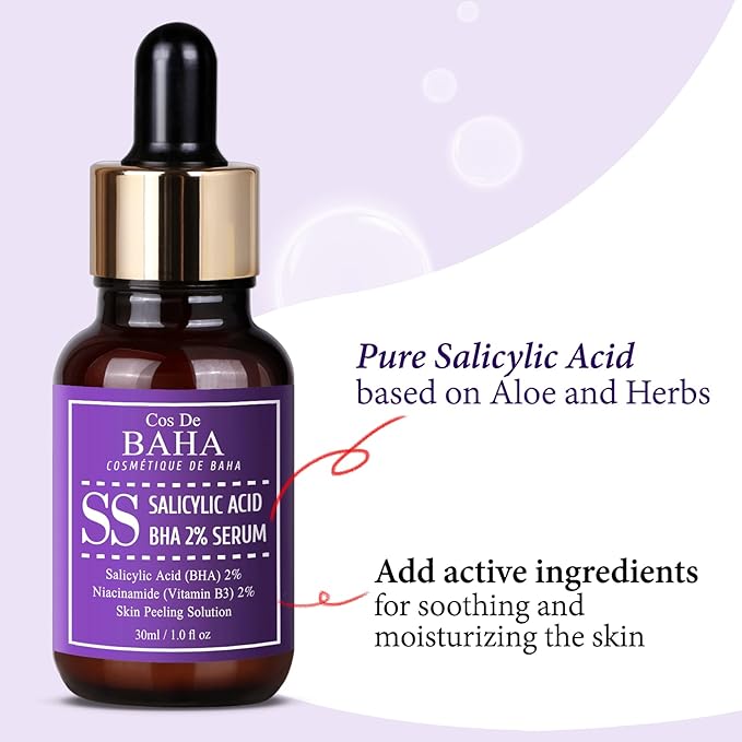 BHA 2% Pore Care Serum 30ml - Salicylic Acid Facial Serum - Gentle Exfoliating Formula - Hydrating Skin Texture Improvement - Blackhead Care - All Skin Types, 1 Fl Oz (30ml)
