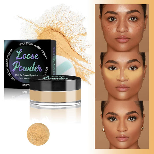 Loose Setting Powder, Bake Makeup Powder Full Coverage Matte Finish (Honey Beige, 6g/O.21oz)