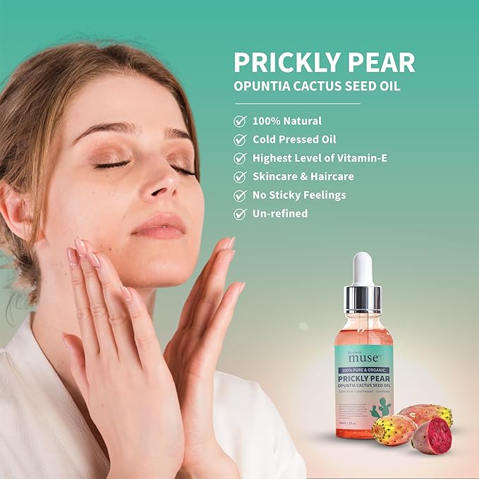Prickly Pear Seed Oil - 100% Pure Organic Extra Virgin Oil, Cold Pressed Moisturizer for Face, Body & Hair Treatment - 1 oz - Hydrating & Nourishing