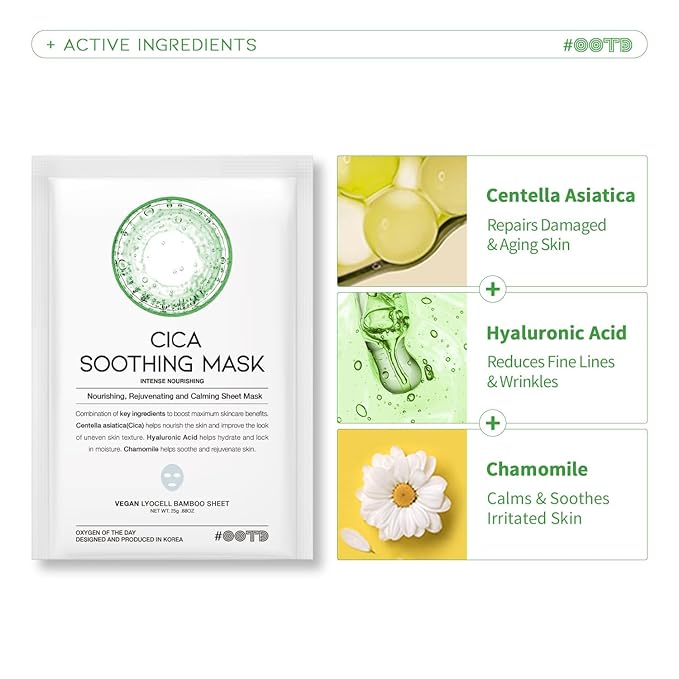 Hydrating Soothing Sheet Masks Gift Set for Skincare, Korean Vegan Sheet Mask for Dry, Sensitive Skin, Calming, Smoothing, Brightening, Collagen, Ceramide, Cica, Hyaluronic Acid 30EA