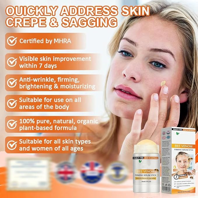 Bee Venom Firming Serum Stick, Advanced Firming & Wrinkle-Reducing Cream, Restore Skin Elasticity, Moisturizing, Lifts, Plumps, Natural Serum for All Skin Types (1PCS)-A