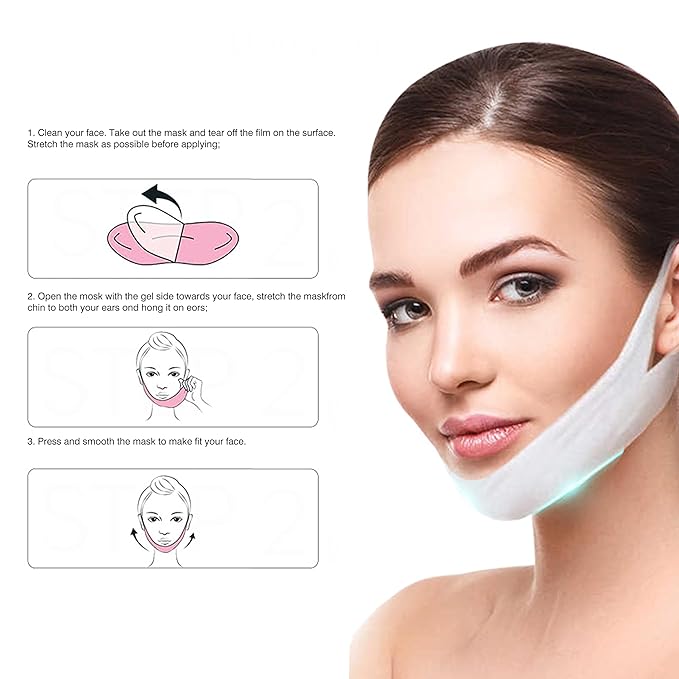 5PCS V Line Lifting Mask, Double Chin Reducer, Chin Mask Strap for Women,Face Slimmer | Nicotinamide Collagen Hydrogel Face Tape With Saussurea & Aloe Vera.Pigment-free & Paraben Free.