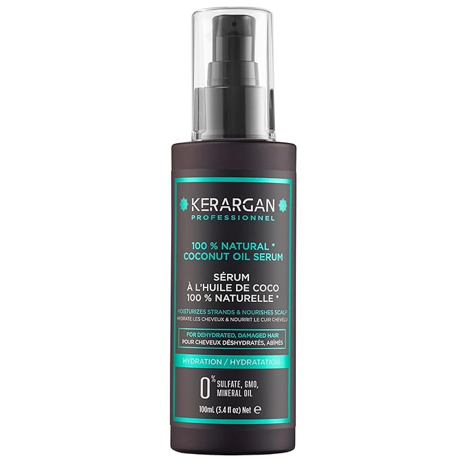 KERARGAN - Moisturizing Coconut Oil Serum - Protection & Nutrition for Dry and Damaged Hair - Radiance and Softness - Free of sulfates and GMOs - 3.4 Fl oz