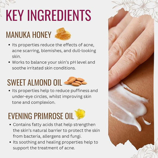 Vitamin C Night Cream for Face and Neck with Evening Primrose Oil, Manuka Honey & Sweet Almond Oil | Plant Based Formula | Carefully formulated to keep your skin young and healthy!