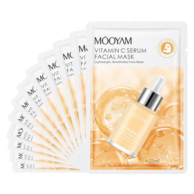 Face Masks Skincare, 12 Pack Vitamin C Serum Sheet Masks - Hydrating & Smoothing, Moisturizing & Nourishing for All Skin Types