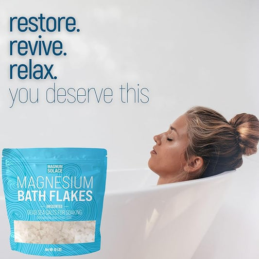 Magnesium Flakes for Bath - Magnesium Chloride Flakes - Dead Sea Salts for Soaking, 3.0 LBS