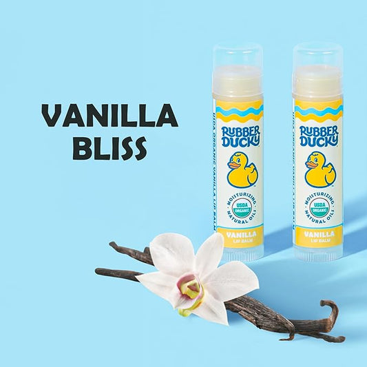 Rubber Ducky Sunscreen - Organic Lip Balm for Women, All Natural Lip Balm Stick with Vitamin E - Moisturizing & Hydrating Lip Balm for Dry Lips - Untinted and Non-Toxic Lip Care - Vanilla, 3 Pack