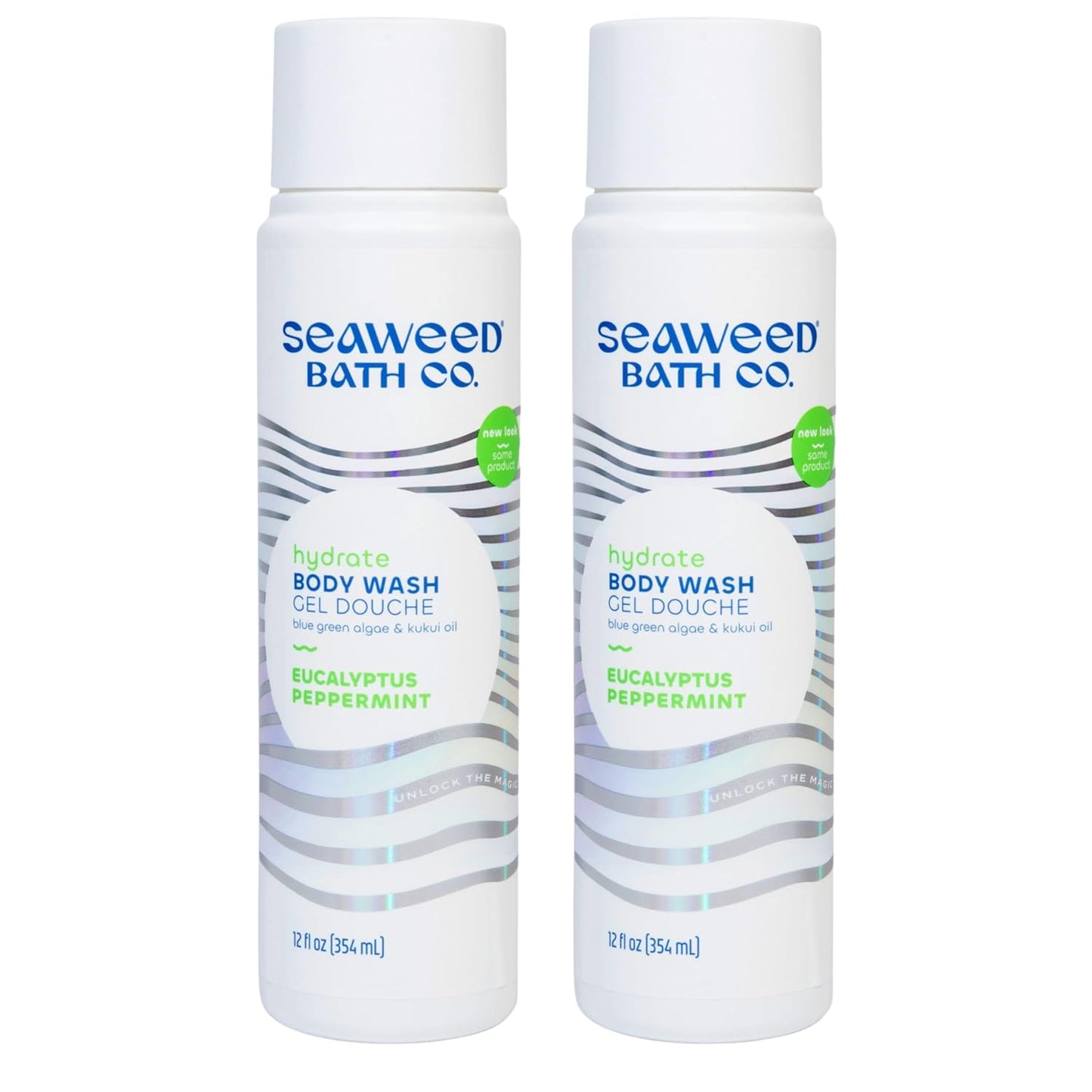 Seaweed Bath Co. Hydrate Body Wash - Eucalyptus Peppermint - Hydrating Foaming Cleanser with Nourishing Natural Ingredients - Vegan, Paraben and Sulfate Free Shower Gel - 12 oz (Pack of 2)
