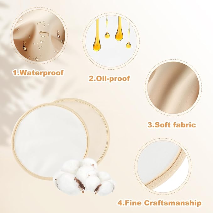 Castor Oil Pack for Breast, 4 PCS Reusable Organic Castor Oil Pack Wrap, Soft Breast Pads for Relaxing Sleeping (Oil Not Included)-Khaki
