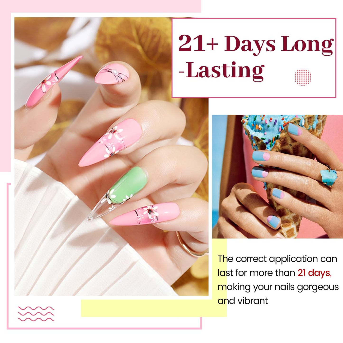 JODSONE 23 PCS Gel Polish Kit Colorful Fashion Classic Nail Gel Set 3 Bottles of Base Coat Matte and Glossy Top Coat